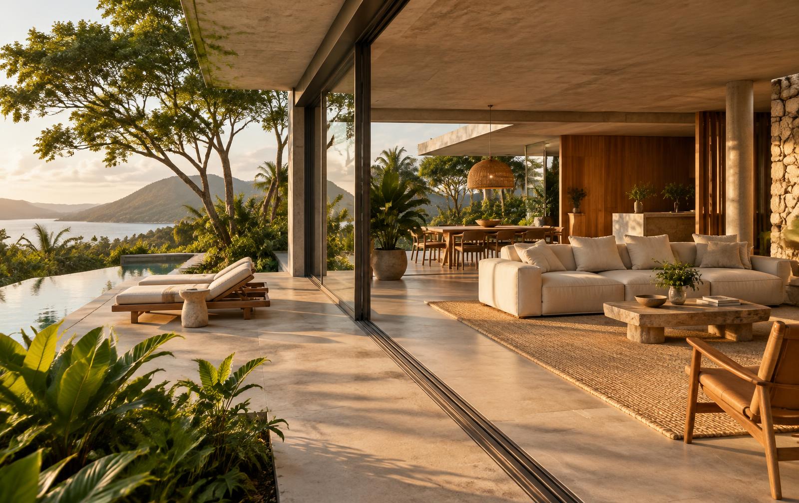 Casa contemporânea integrada à paisagem